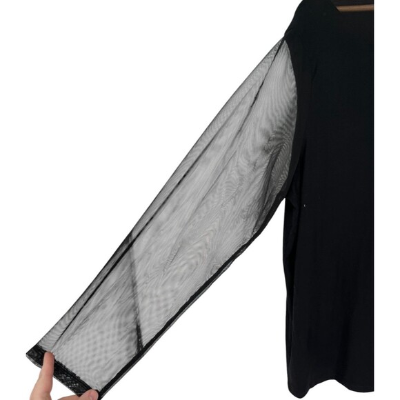 Carmen Marc Valvo Top Women's Size 3X Black Sheer Mesh Sleeves - Picture 3 of 4